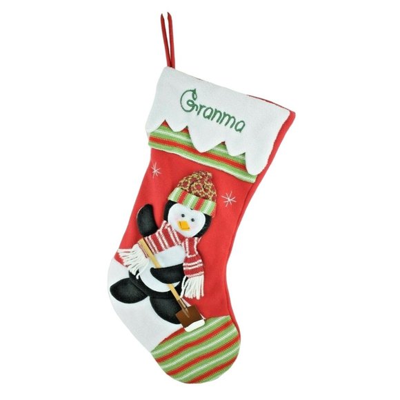 Personal Creations 18 inch Granma Christmas Stocking with Penguin - Picture 1 of 2